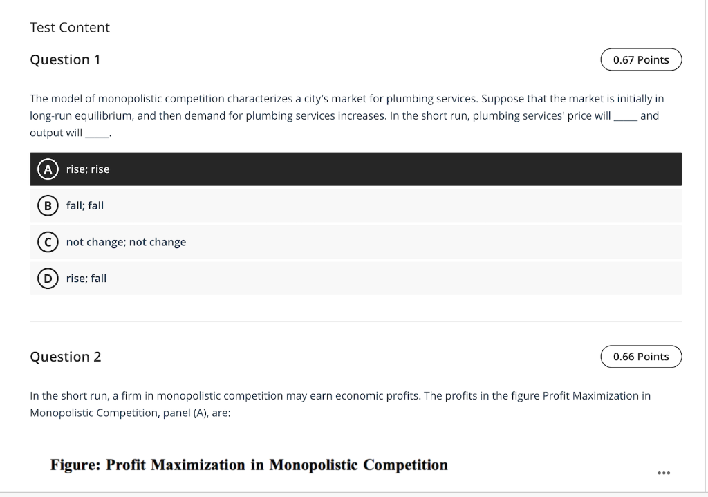 Solved Test Content Question 1 0.67 Points The model of | Chegg.com