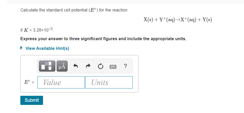 Solved Part A Calculate the standard potential for the | Chegg.com