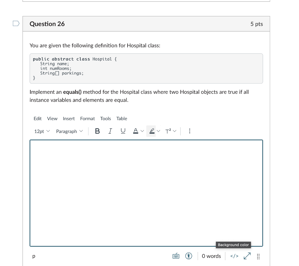 Solved Question 27 5 pts Complete the following starter code | Chegg.com