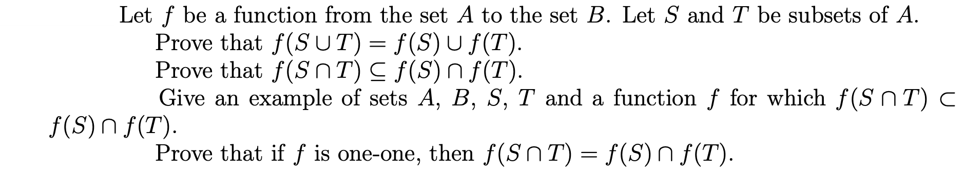 Solved Let f be a function from the set A to the set B. Let | Chegg.com