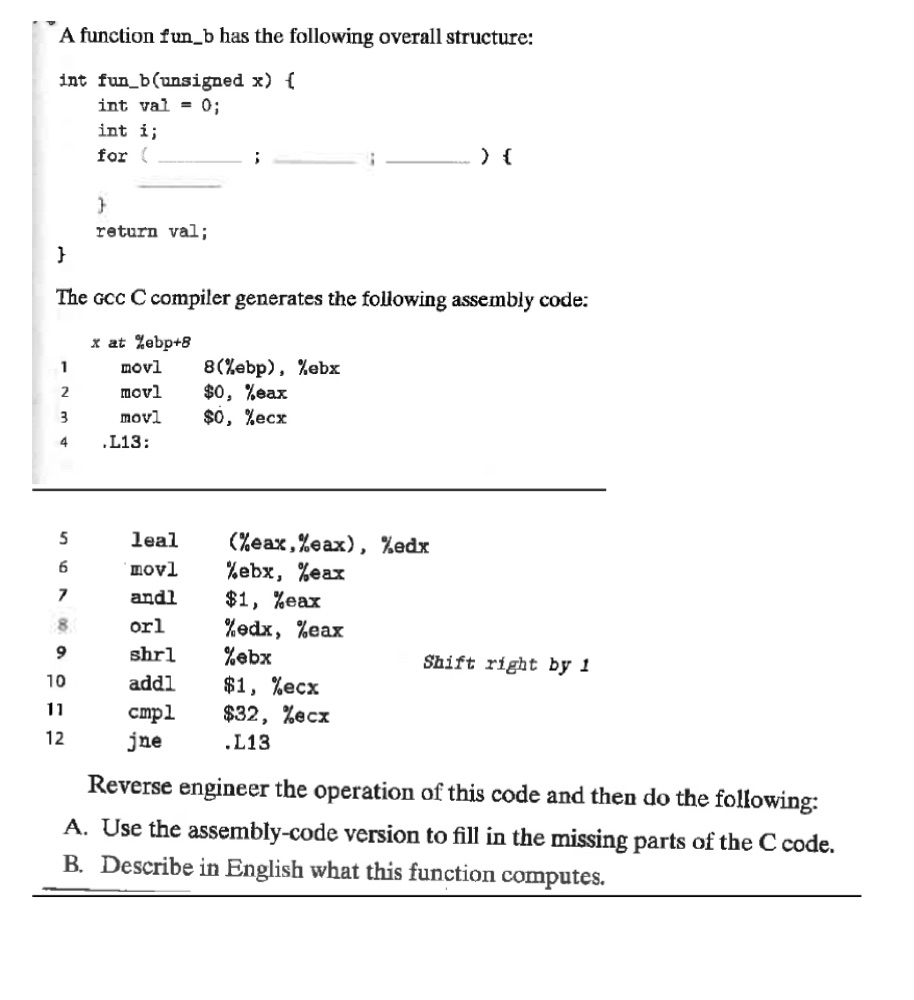 Solved A Function Fun_b Has The Following Overall Structure: | Chegg.com