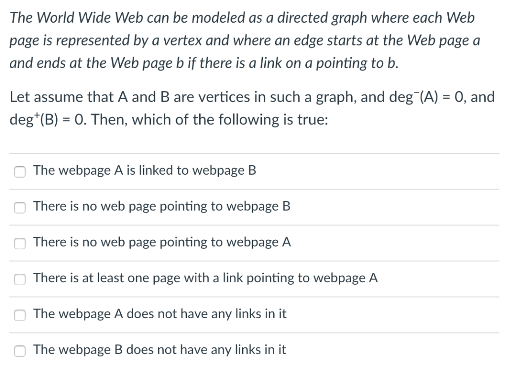 Solved The World Wide Web can be modeled as a directed graph | Chegg.com