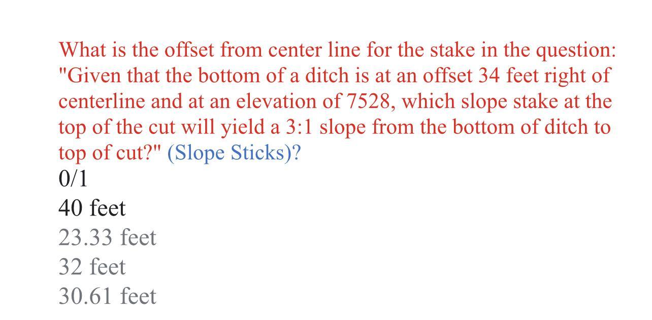 Solved What is the offset from center line for the stake in | Chegg.com