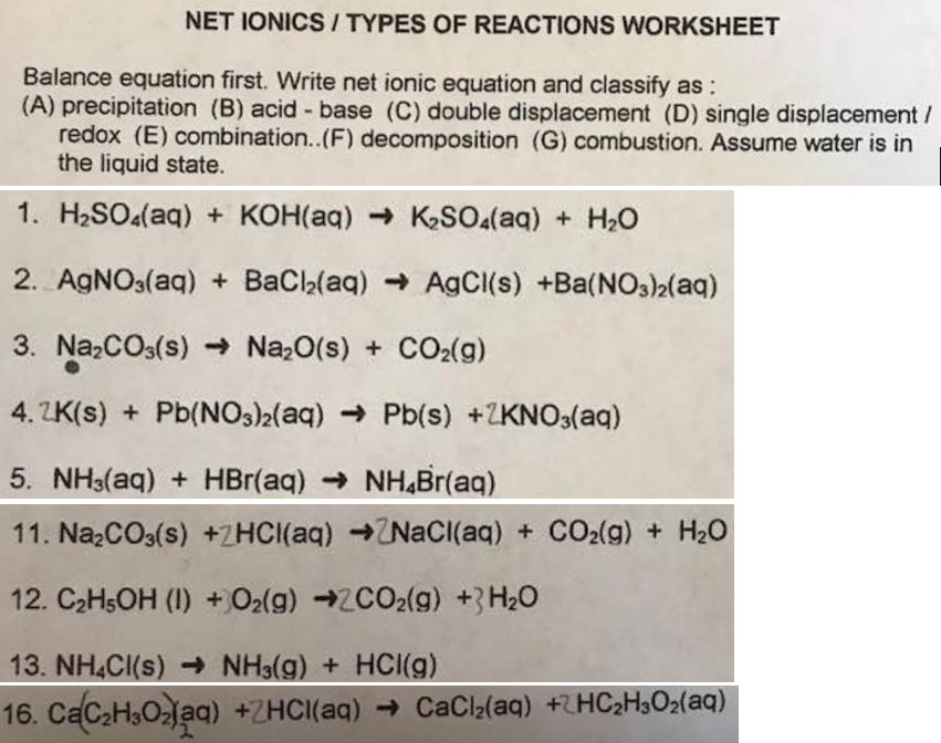 Mastering AcidBase Reactions A Guide to Net Ionic Equations with a Worksheet