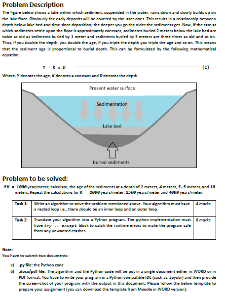 Solved Problem Description The Figure Below Shows A Lake | Chegg.com