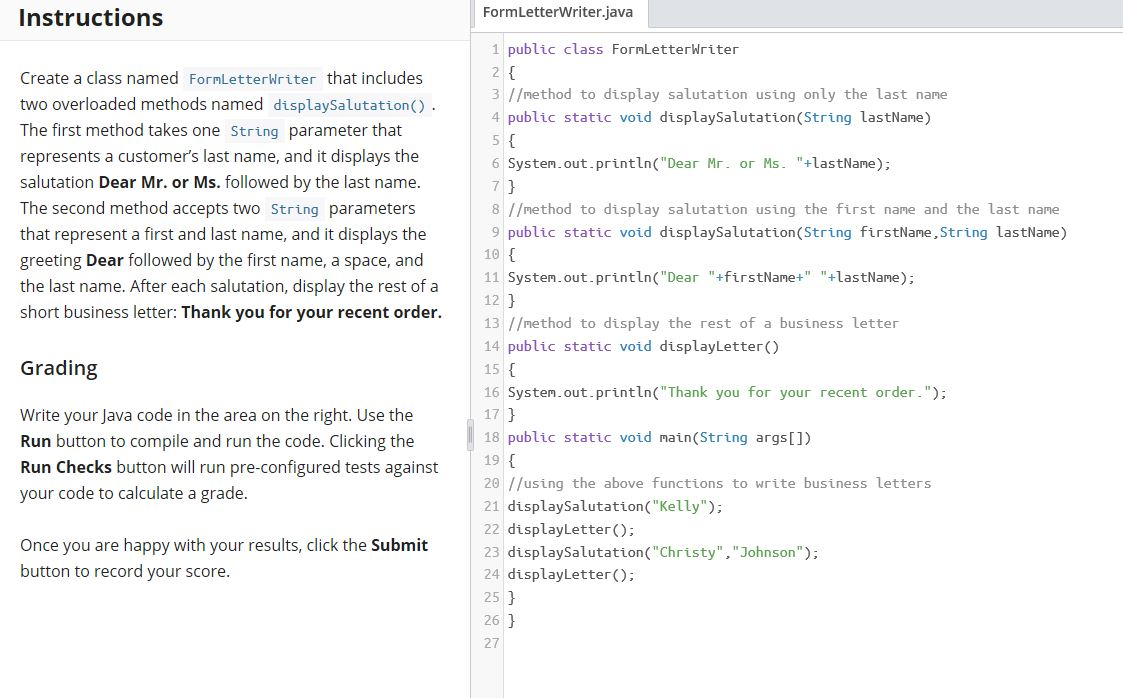 Solved Instructions FormLetterWriter.java Create a class | Chegg.com