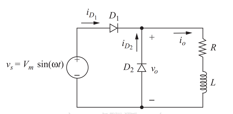 Solved Given a halfwave rectifier with a freewheeling | Chegg.com