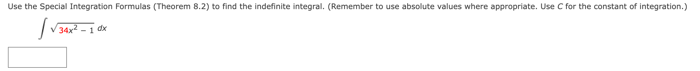 Solved Use the Special Integration Formulas (Theorem 8.2) to | Chegg.com