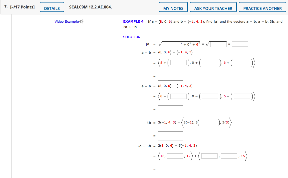 Solved EXAMPLE 4 If A= 8,0,6 And B= −1,4,3 , Find ∣a∣ And | Chegg.com