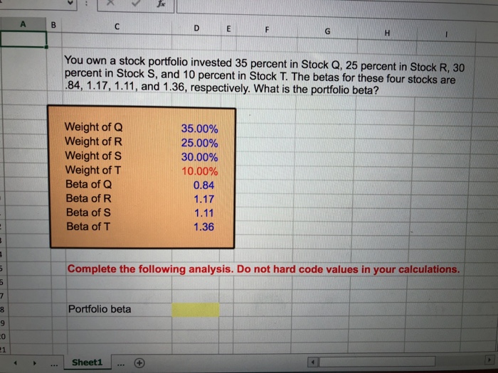 Solved You own a stock portfolio invested 35 percent in