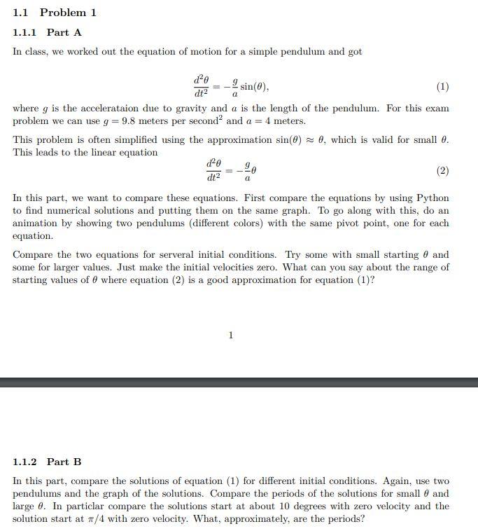 Solved 1.1 Problem 1 1.1.1 Part A In class, we worked out | Chegg.com