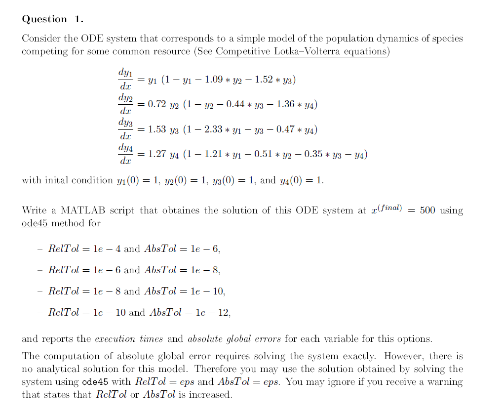 Solved I need the matlab code and the results of the | Chegg.com