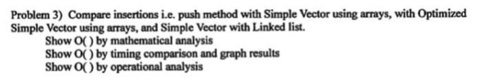 Solved Problem 3) Compare insertions i.e. push method with | Chegg.com