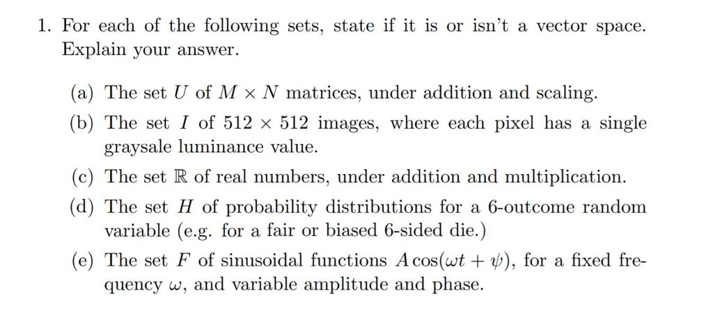 Solved For each of the following sets, state if it is or | Chegg.com