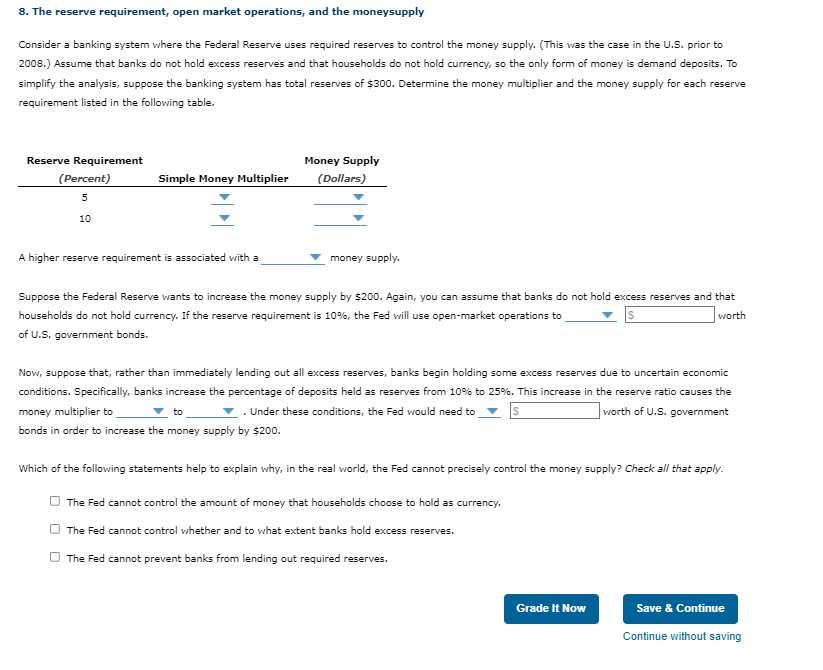 Solved Consider a banking system where the Federal Reserve
