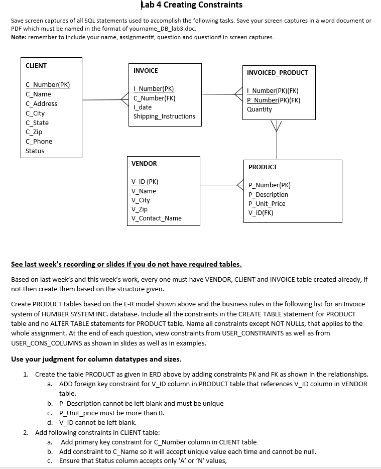 Solved Lab 4 Creating Constraints Save screen captures of | Chegg.com