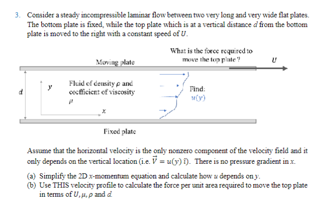 Solved Consider a steady incompressible laminar flow between | Chegg.com