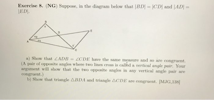 Solved Suppose, in the diagram below that |BD| = |CD| and | Chegg.com