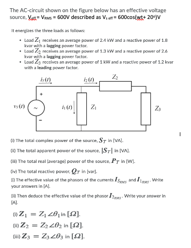 Solved The AC-circuit shown on the figure below has an | Chegg.com