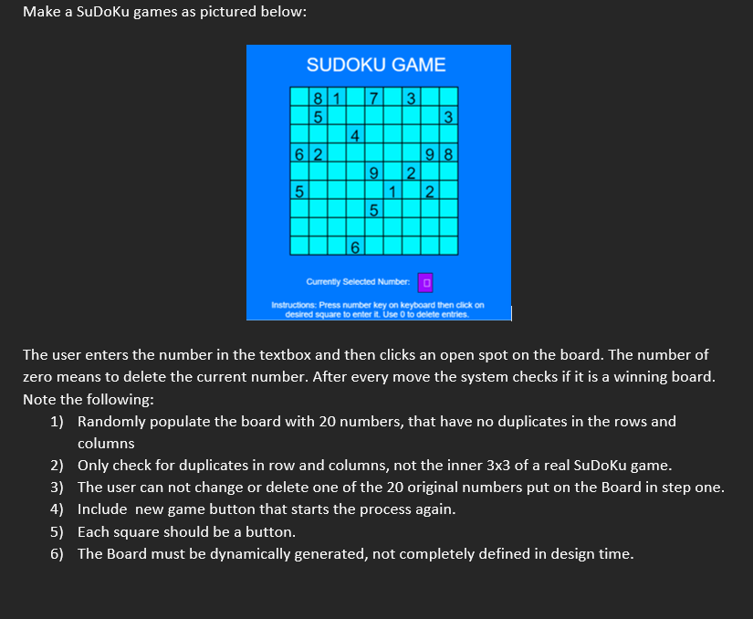 Solved On visual studio using c create a sudoku game