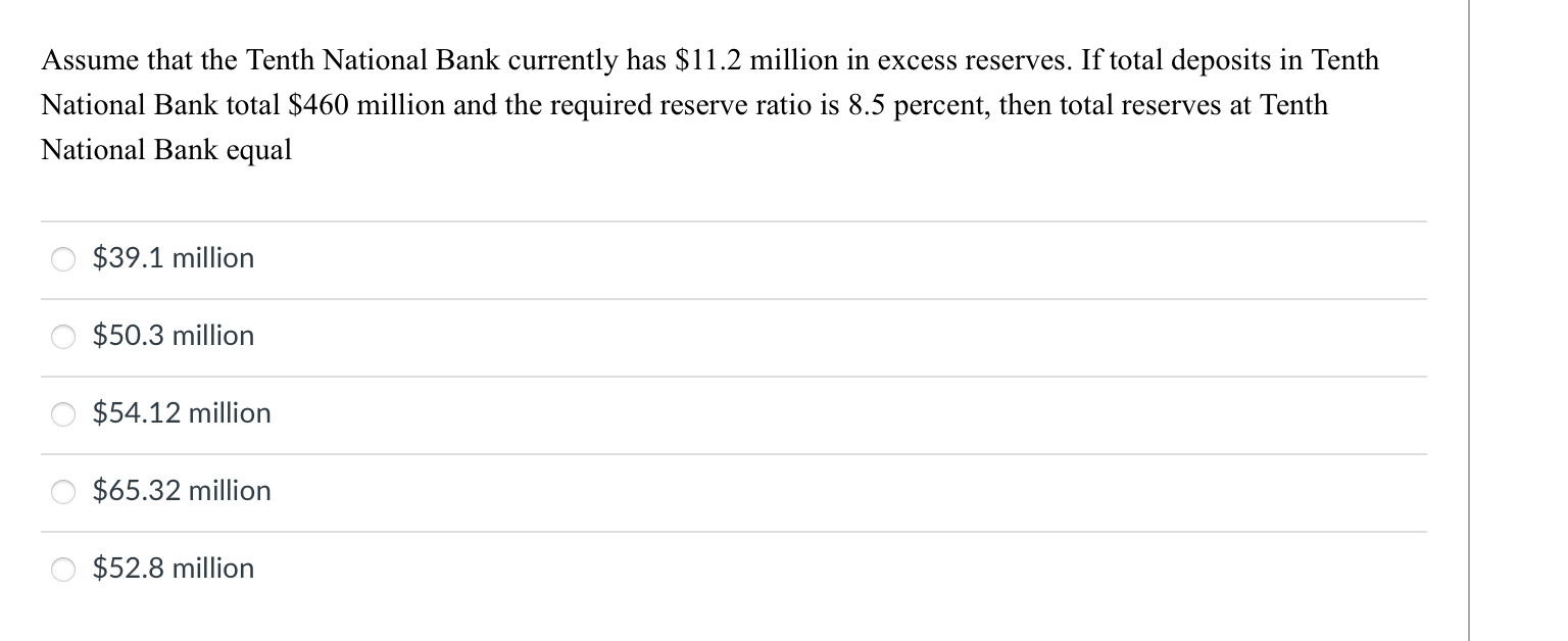 Solved assume that the tenth national bank currently has chegg