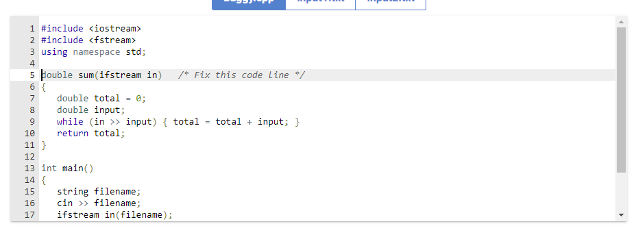 Solved This program is supposed to read from an input file | Chegg.com