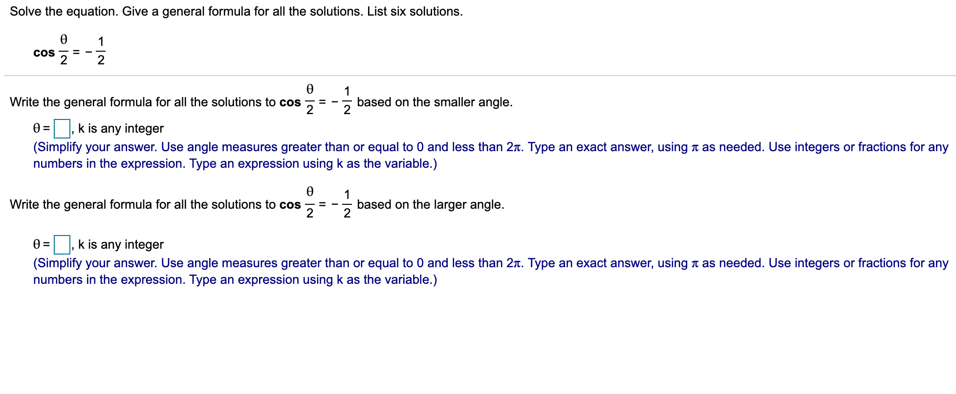 Solved Solve the equation. Give a general formula for all | Chegg.com