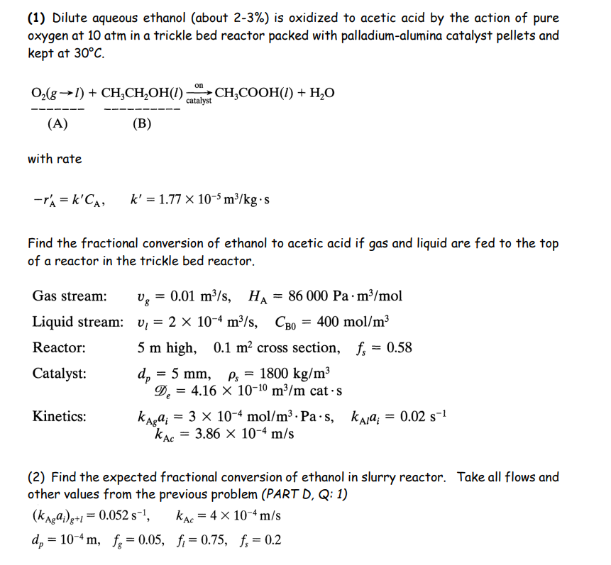 Solved (1) Dilute aqueous ethanol (about 2−3 ) is oxidized