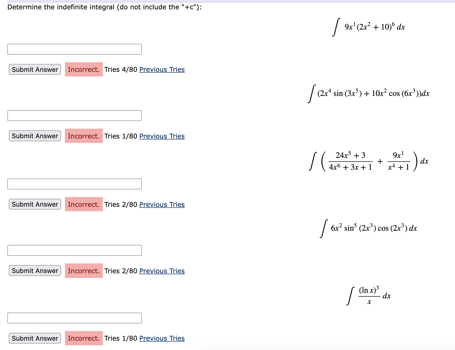 Solved Determine the indefinite integral (do not include the | Chegg.com