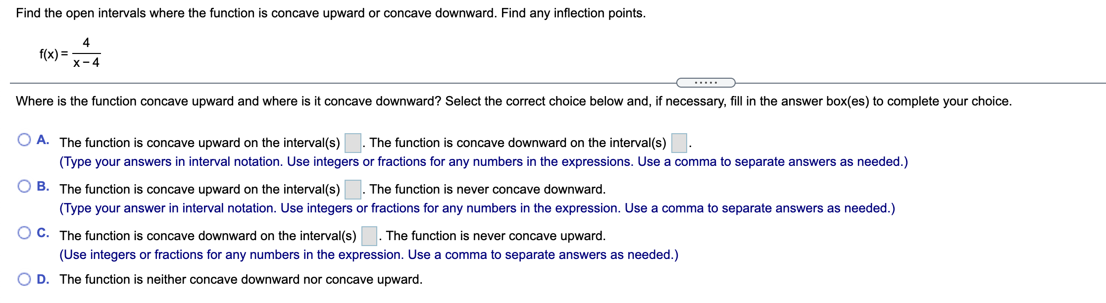 Solved Find the open intervals where the function is concave | Chegg.com