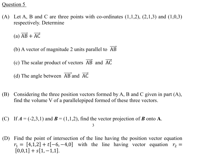 Solved Question 5 (A) Let A, B and C are three points with | Chegg.com