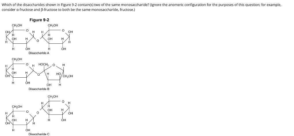 Solved Which of the disaccharides shown in Figure 9-2 | Chegg.com