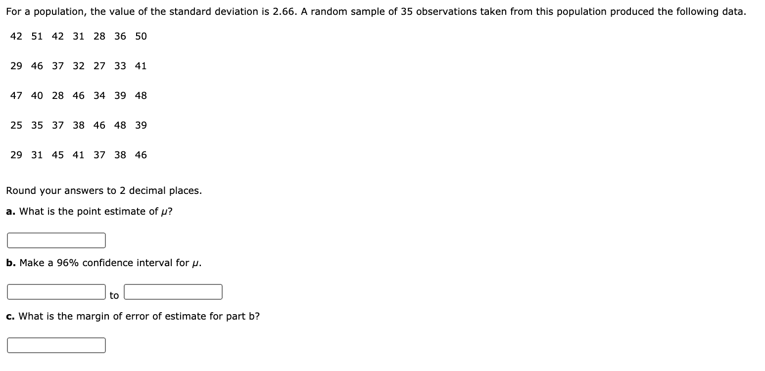 Solved For a population, the value of the standard deviation | Chegg.com
