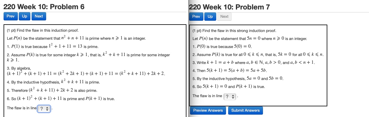 Solved 220 Week 10: Problem 6 Prev Up Next 220 Week 10: | Chegg.com