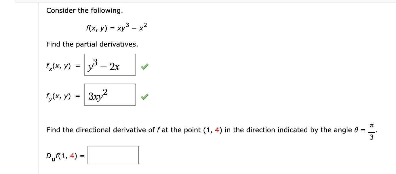 Solved Consider the following. f(x,y)=xy3−x2 Find the | Chegg.com