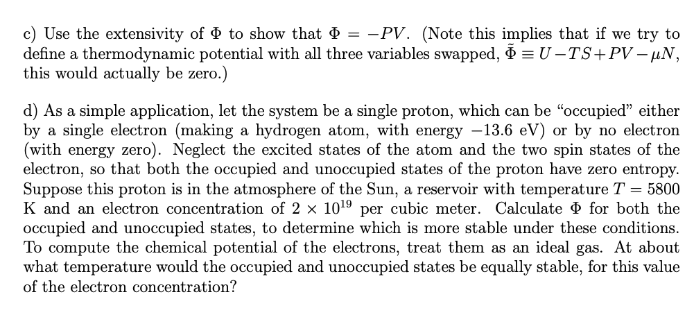 Solved Problem 7 2 Grand Potential 20 Points The Ther Chegg Com