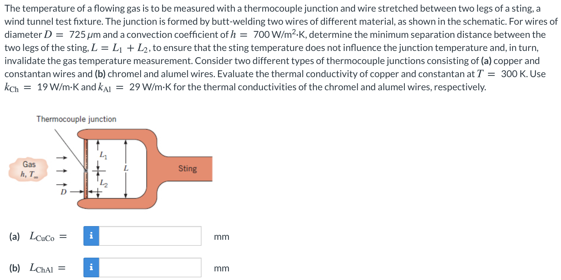 Solved = The Temperature Of A Flowing Gas Is To Be Measured | Chegg.com