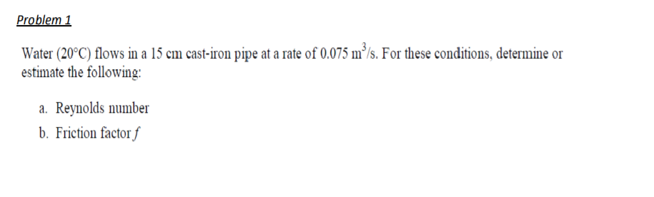 Solved Water (20C) in a 15 cm cast-iron pipe at a rate of | Chegg.com
