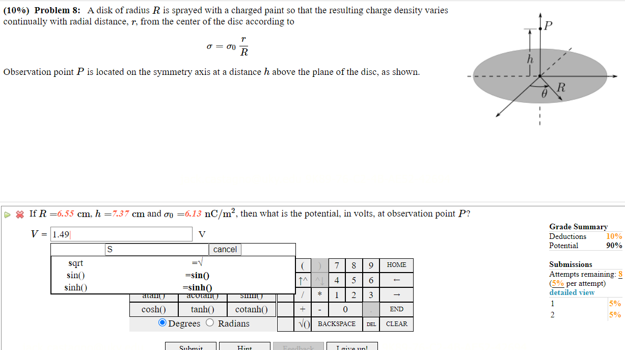 Solved (10\%) Problem 8: A disk of radius R is sprayed with | Chegg.com