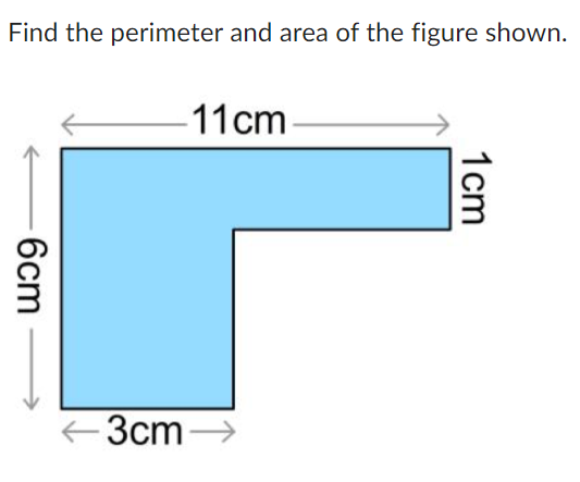 Solved Find the perimeter and area of the figure shown. | Chegg.com