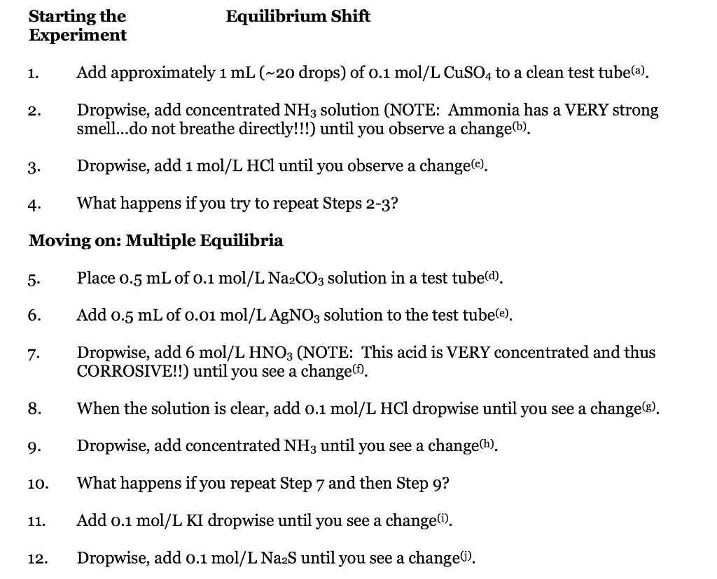 Starting the Experiment Equilibrium Shift 1. Add | Chegg.com