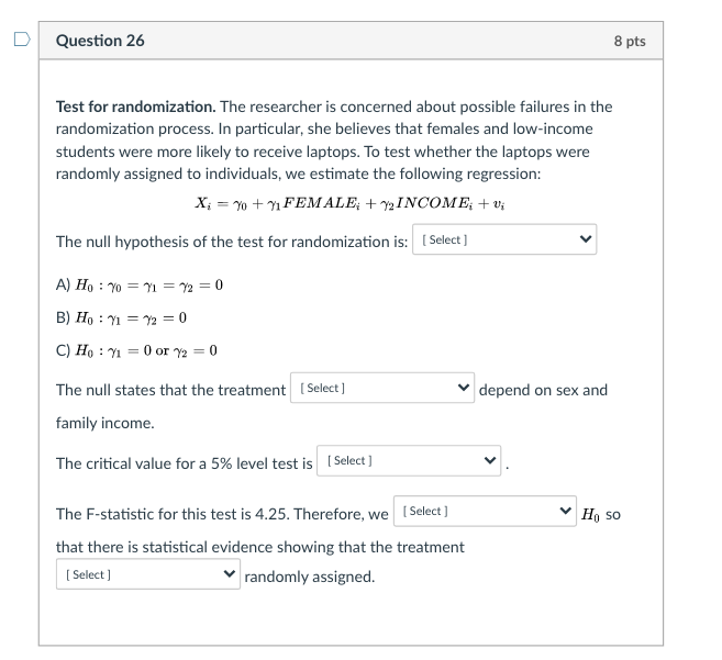 Solved Test for randomization. The researcher is concerned | Chegg.com