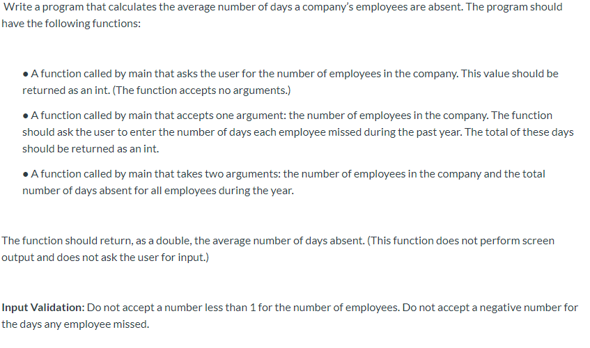 Solved Write a program that calculates the average number of | Chegg.com