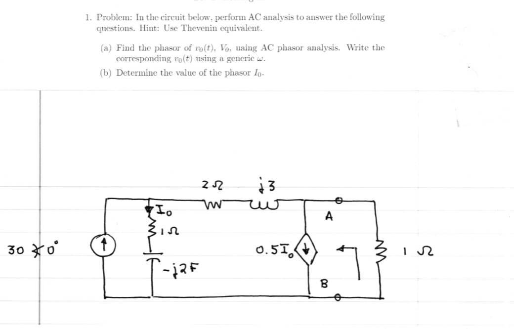 Solved 1. Problem: In The Circuit Below, Perform Ac Analysis 