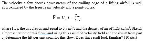 Solved The velocity a few chords downstream of the trailing | Chegg.com