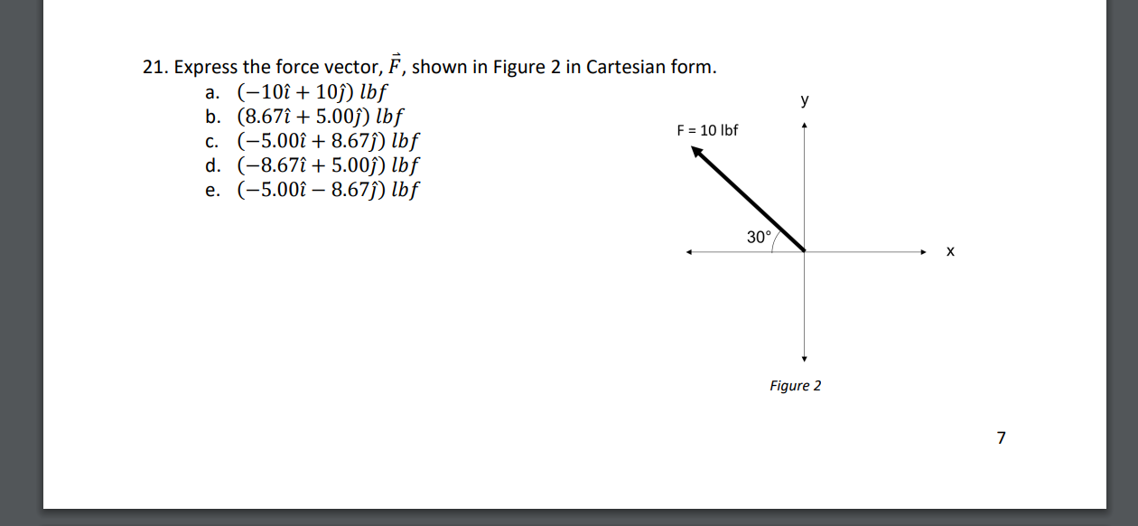 Solved 21. Express the force vector, F, shown in Figure 2 in | Chegg.com