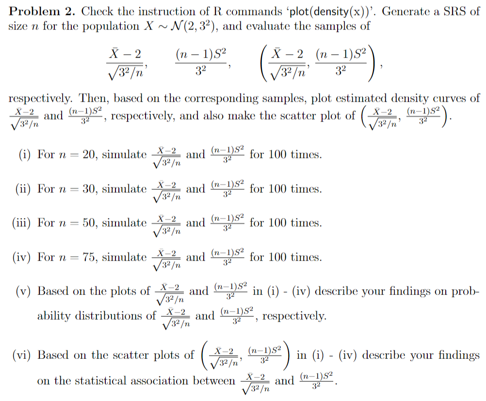 Solved Problem 2. Check the instruction of R commands | Chegg.com