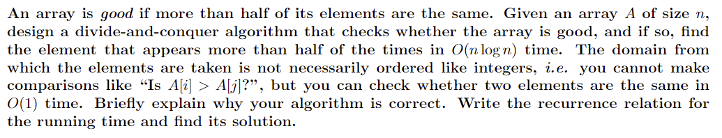 Solved An array is good if more than half of its elements | Chegg.com
