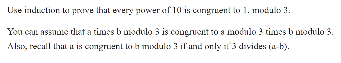 Solved Use Induction To Prove That Every Power Of 10 Is | Chegg.com