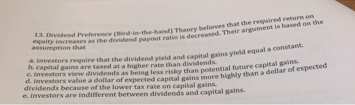 Solved Preference (Bird-in-the-hand) Theory believes that | Chegg.com